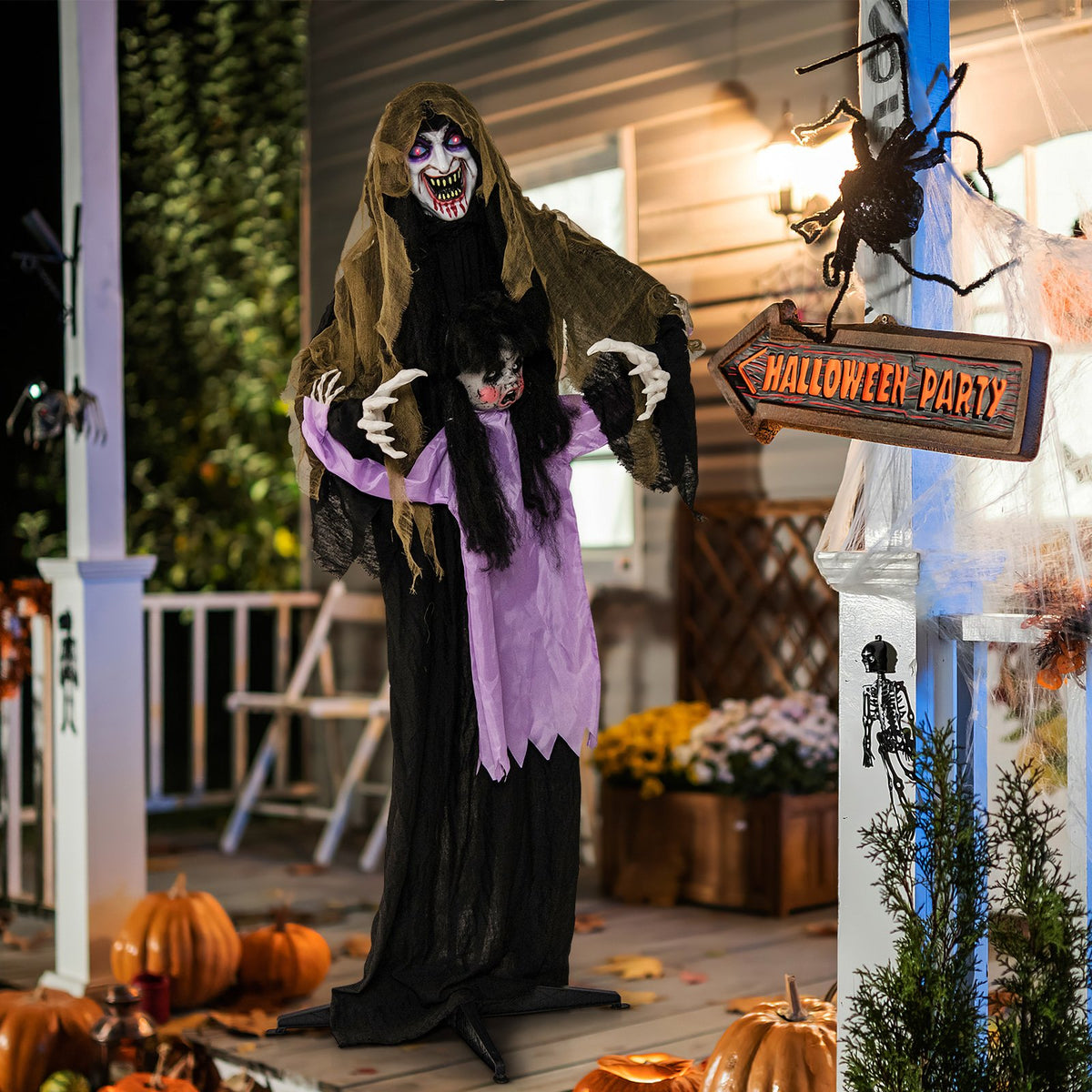 Lighted animated vampire Halloween decoration with LED lights for outdoor yard lawn display, by Wilsons Home Store.