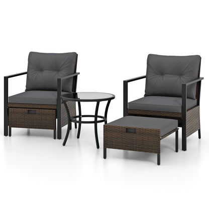 4 Piece Outdoor Furniture Set with Glass Topped Coffee Table-Black