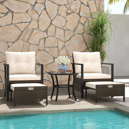 4 Piece Outdoor Furniture Set with Glass Topped Coffee Table-Black
