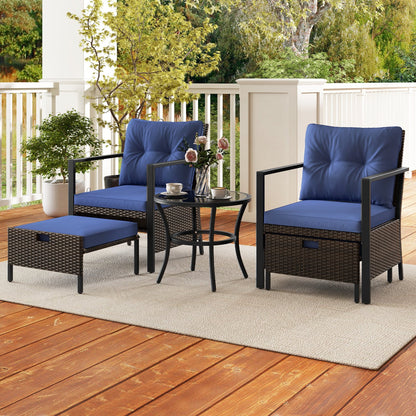 4 Piece Outdoor Furniture Set with Glass Topped Coffee Table-Black