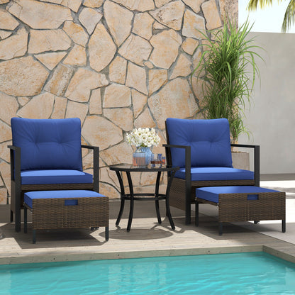 4 Piece Outdoor Furniture Set with Glass Topped Coffee Table-Black