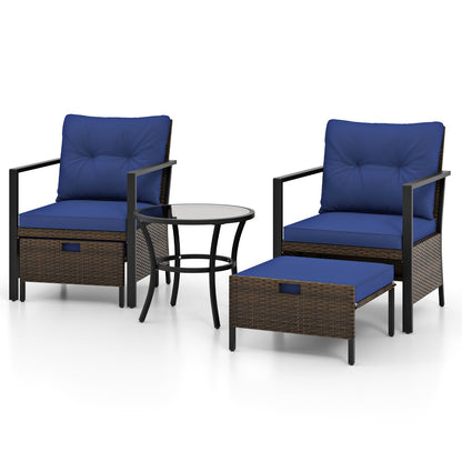 4 Piece Outdoor Furniture Set with Glass Topped Coffee Table-Black