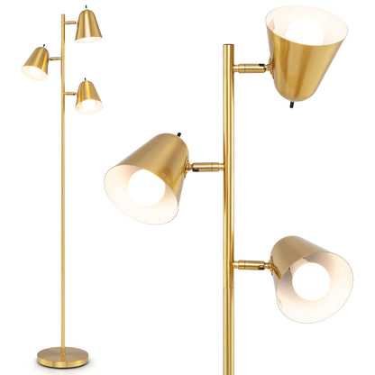 64 Inch 3-Light LED Floor Lamp Reading Light for Living Room Bedroom-Golden