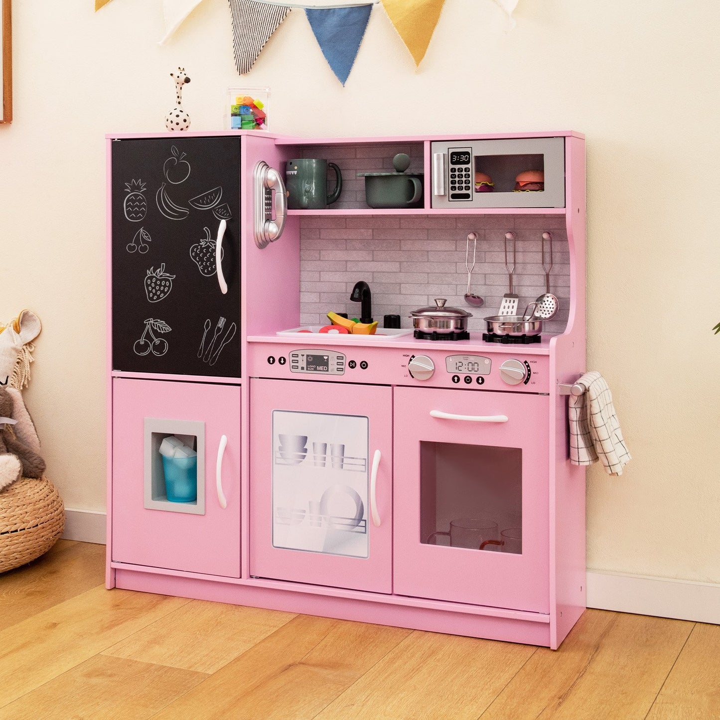 Toddler Pretend Play Kitchen for Boys and Girls 3-6 Years Old-Black