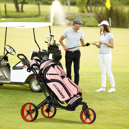 Folding Golf Push Cart with Scoreboard Adjustable Handle Swivel Wheel-Blue