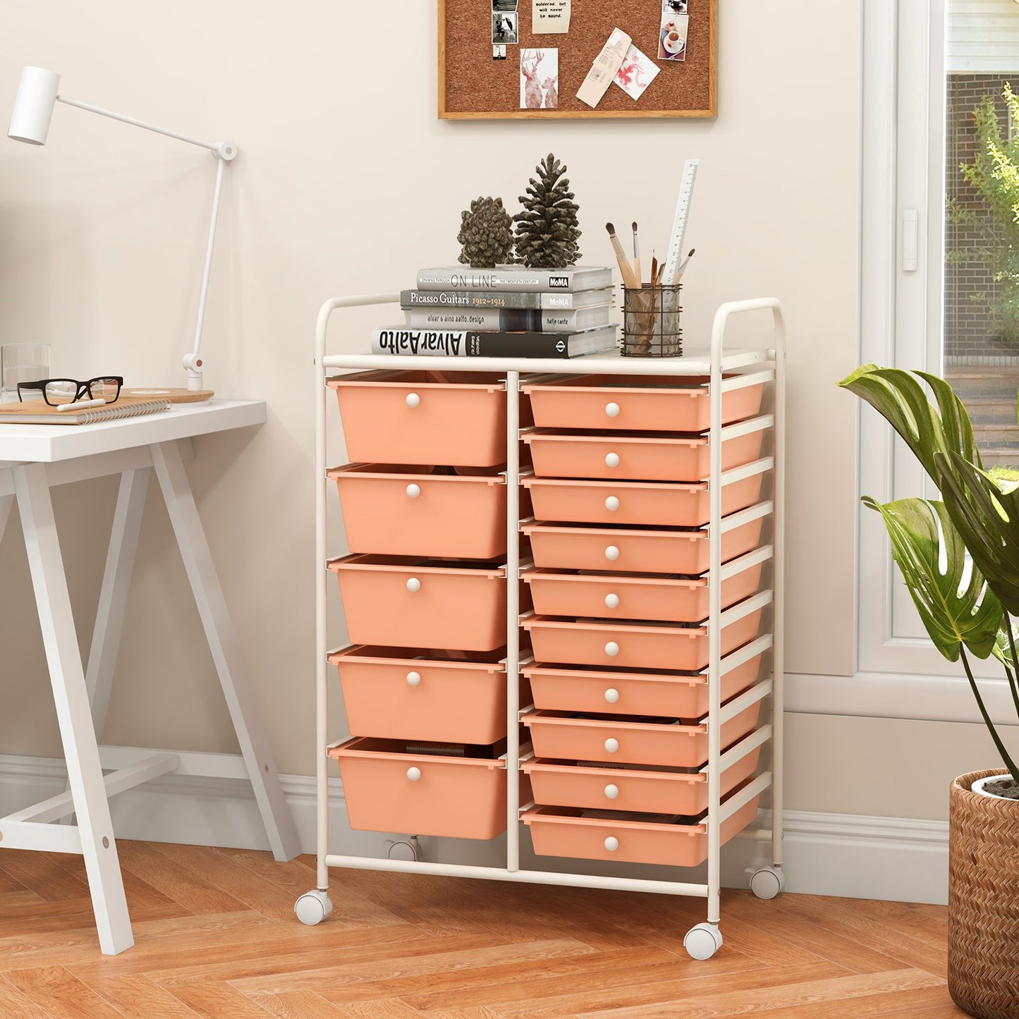 15-Drawer Utility Rolling Organizer Cart Multi-Use Storage-Black