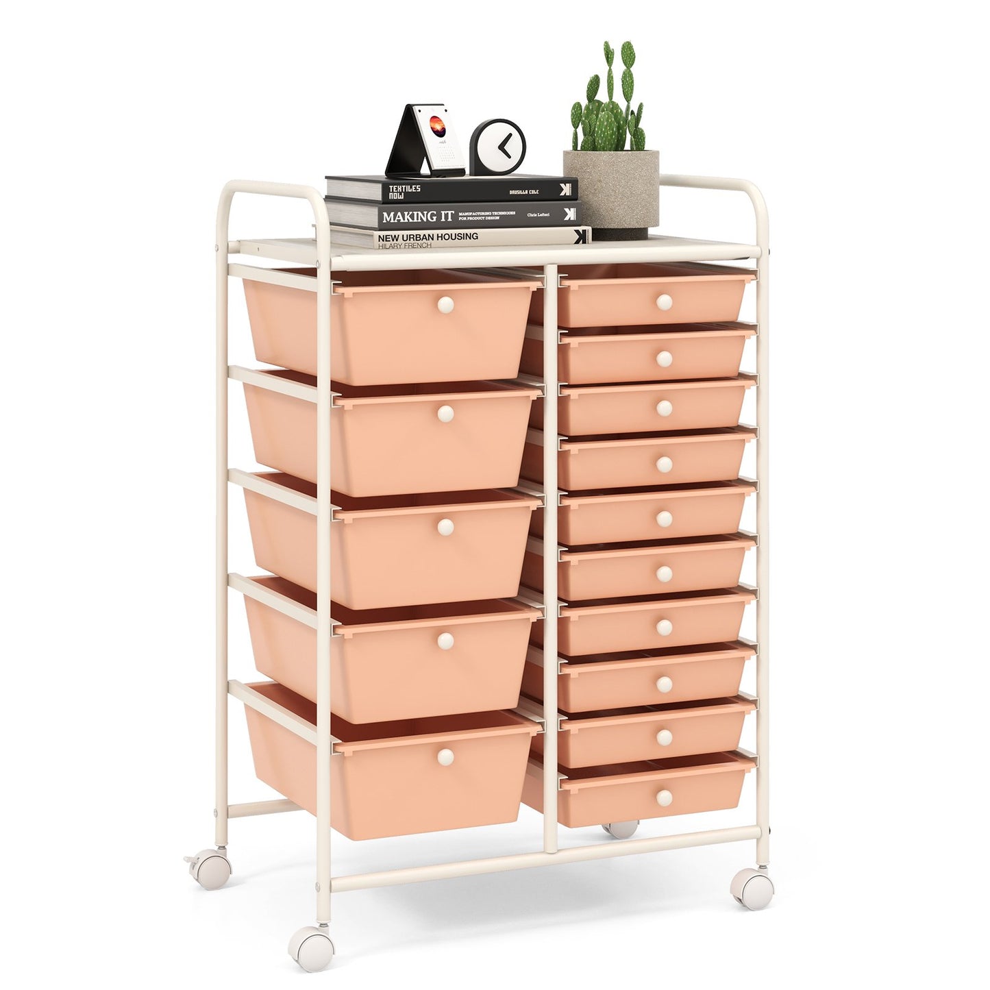 15-Drawer Utility Rolling Organizer Cart Multi-Use Storage-Black