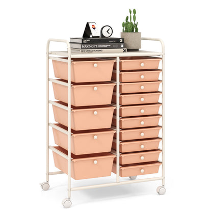 15-Drawer Utility Rolling Organizer Cart Multi-Use Storage-Black