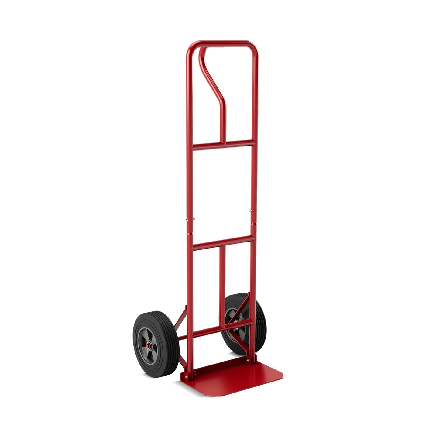 P-Handle Hand Truck with Foldable Load Plate for Warehouse Garage-Black
