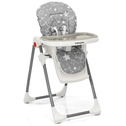 Folding Baby High Dining Chair with 6-Level Height Adjustment-Beige