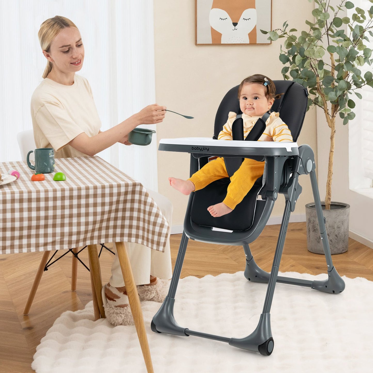 3-In-1 Convertible Baby High Chair for Toddlers-Beige