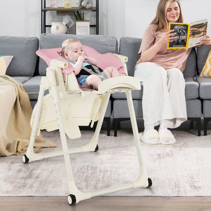 4-in-1 Baby High Chair with 6 Adjustable Heights-Beige