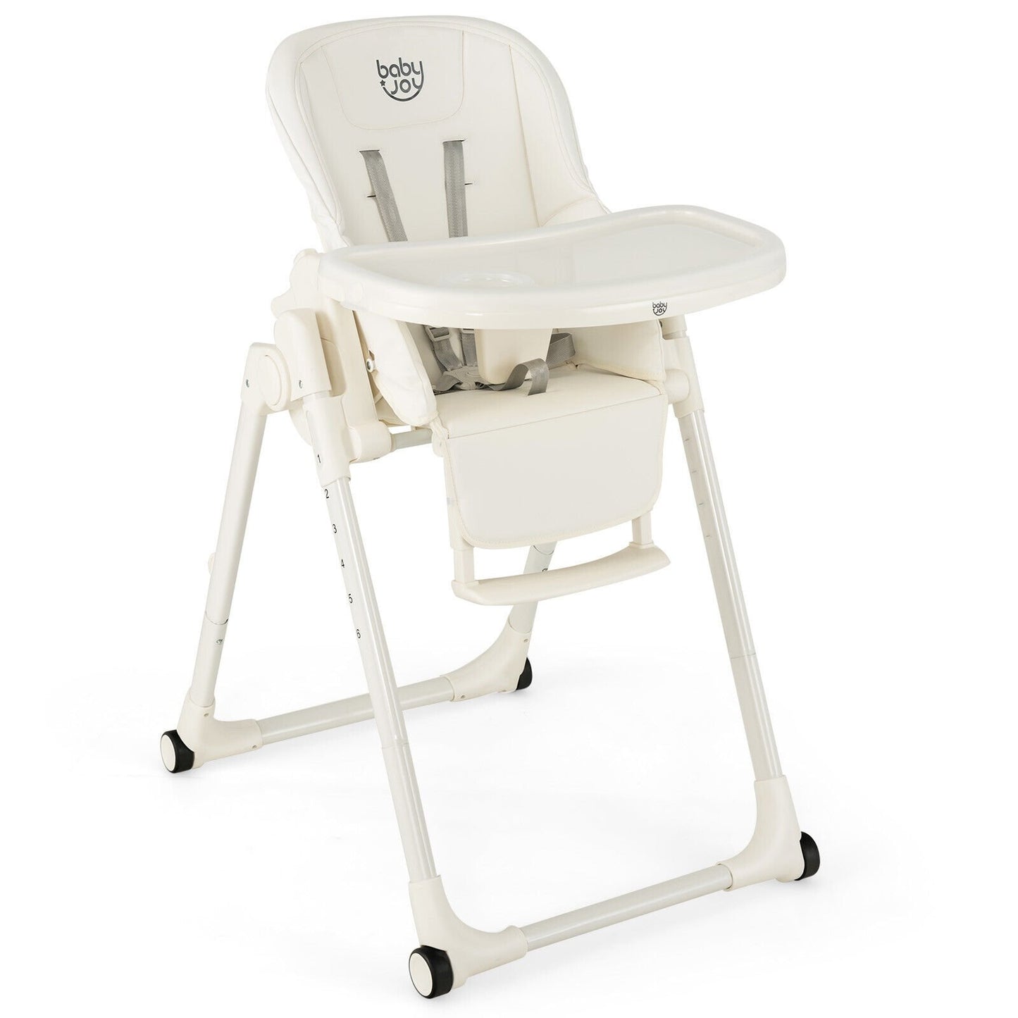 4-in-1 Baby High Chair with 6 Adjustable Heights-Beige