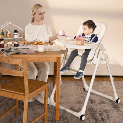 4-in-1 Baby High Chair with 6 Adjustable Heights-Beige