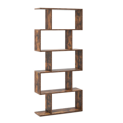 5-Tier Bookshelf with Anti-Toppling Device for Living Room Home Office-Black