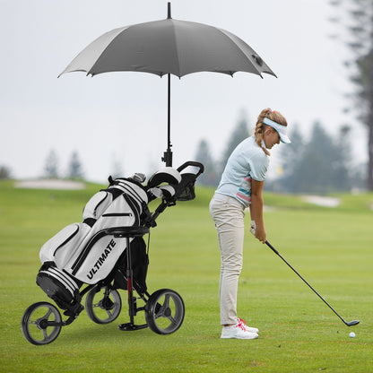 3 Wheels Folding Golf Push Cart with Seat Scoreboard and Adjustable Handle-Blue