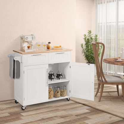 Heavy Duty Rolling Kitchen Cart with Tower Holder and Drawer-Black