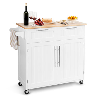 Heavy Duty Rolling Kitchen Cart with Tower Holder and Drawer-Black