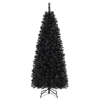 Pre-lit Christmas Halloween Tree with PVC Branch Tips and Warm White Lights-7'