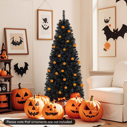 Pre-lit Christmas Halloween Tree with PVC Branch Tips and Warm White Lights-6'