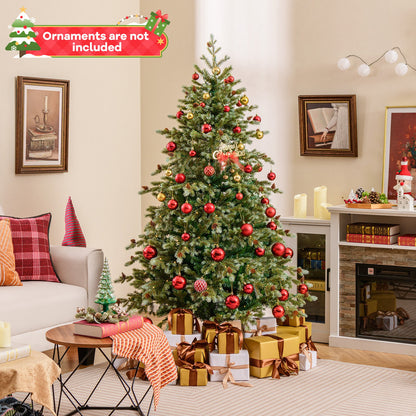 6/7/8 Feet Christmas Tree with Warm White LED Lights and Pine Cones-7 ft