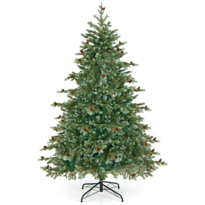 6/7/8 Feet Christmas Tree with Warm White LED Lights and Pine Cones-7 ft