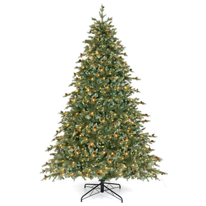 6/7/8 Feet Christmas Tree with Warm White LED Lights and Pine Cones-7 ft