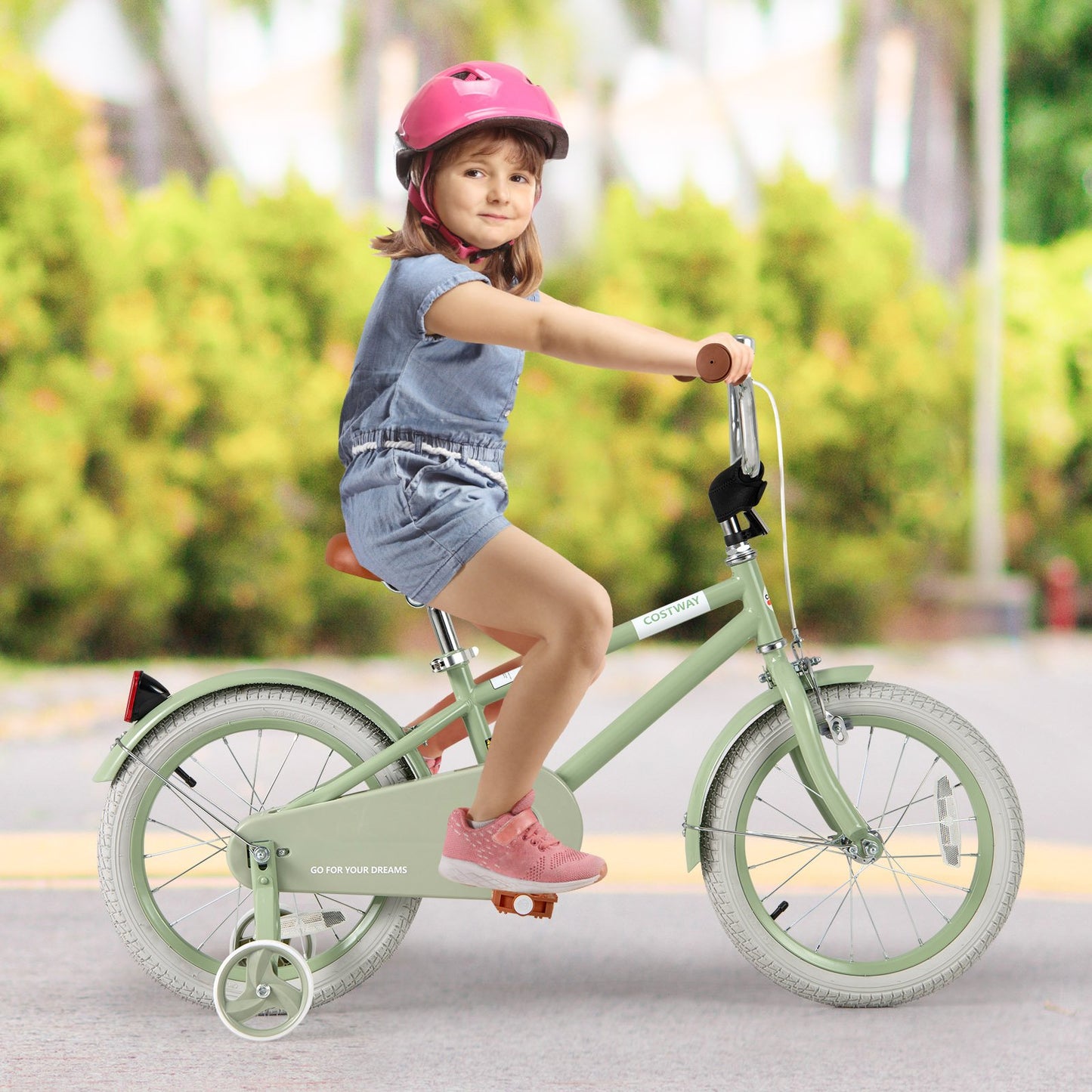 Kids Bike with Adjustable Handlebar and Saddle Green-14 Inches