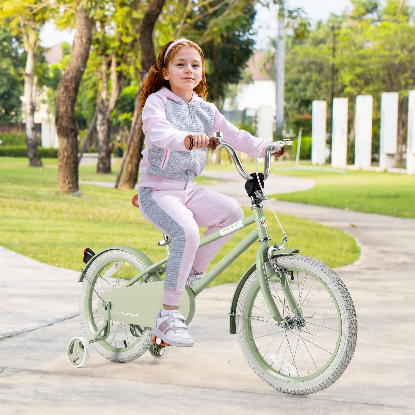 Kids Bike with Adjustable Handlebar and Saddle Green-14 Inches