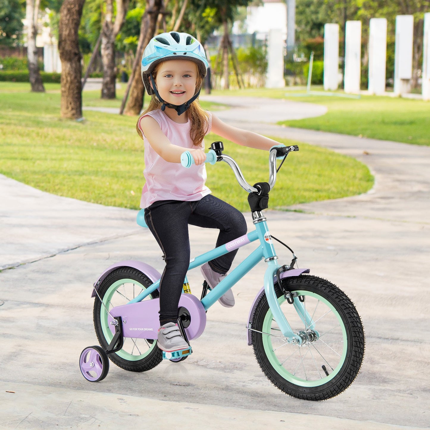 Kids Bike with Adjustable Handlebar and Saddle Purple-18 Inches