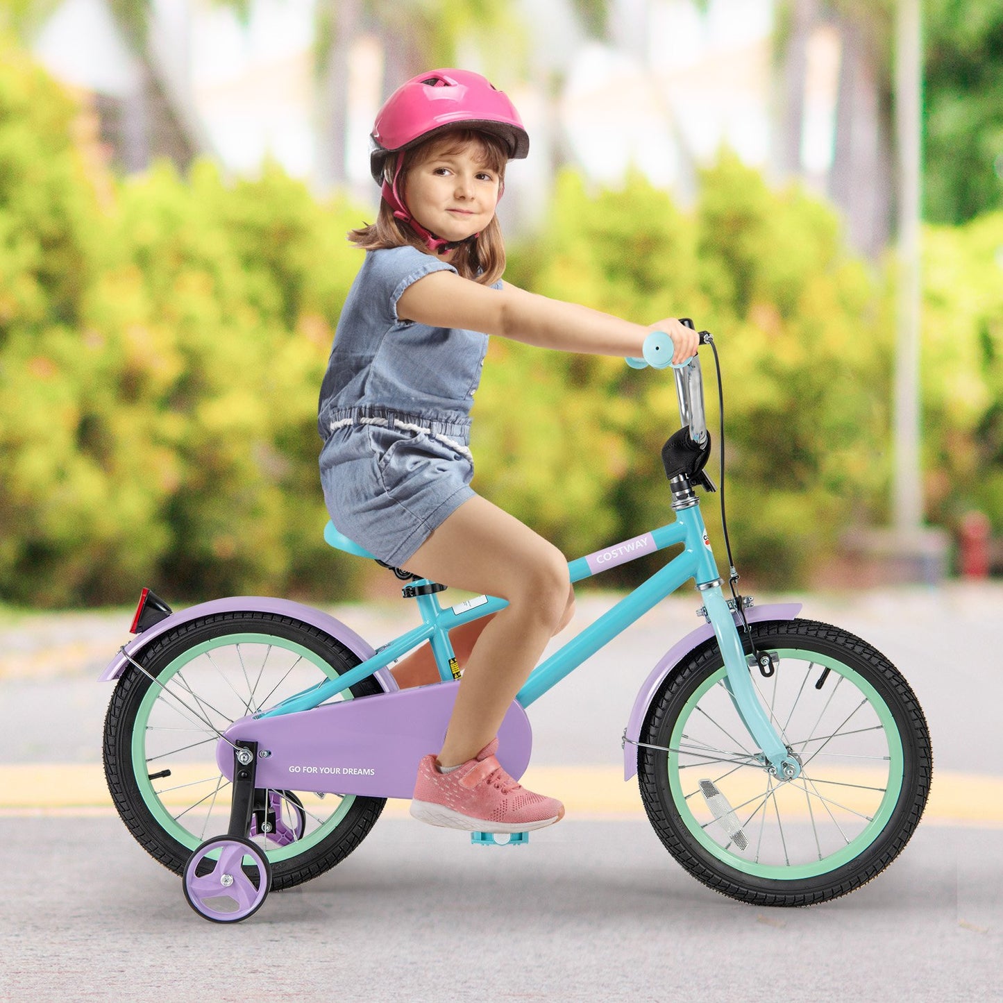 Kids Bike with Adjustable Handlebar and Saddle Purple-18 Inches