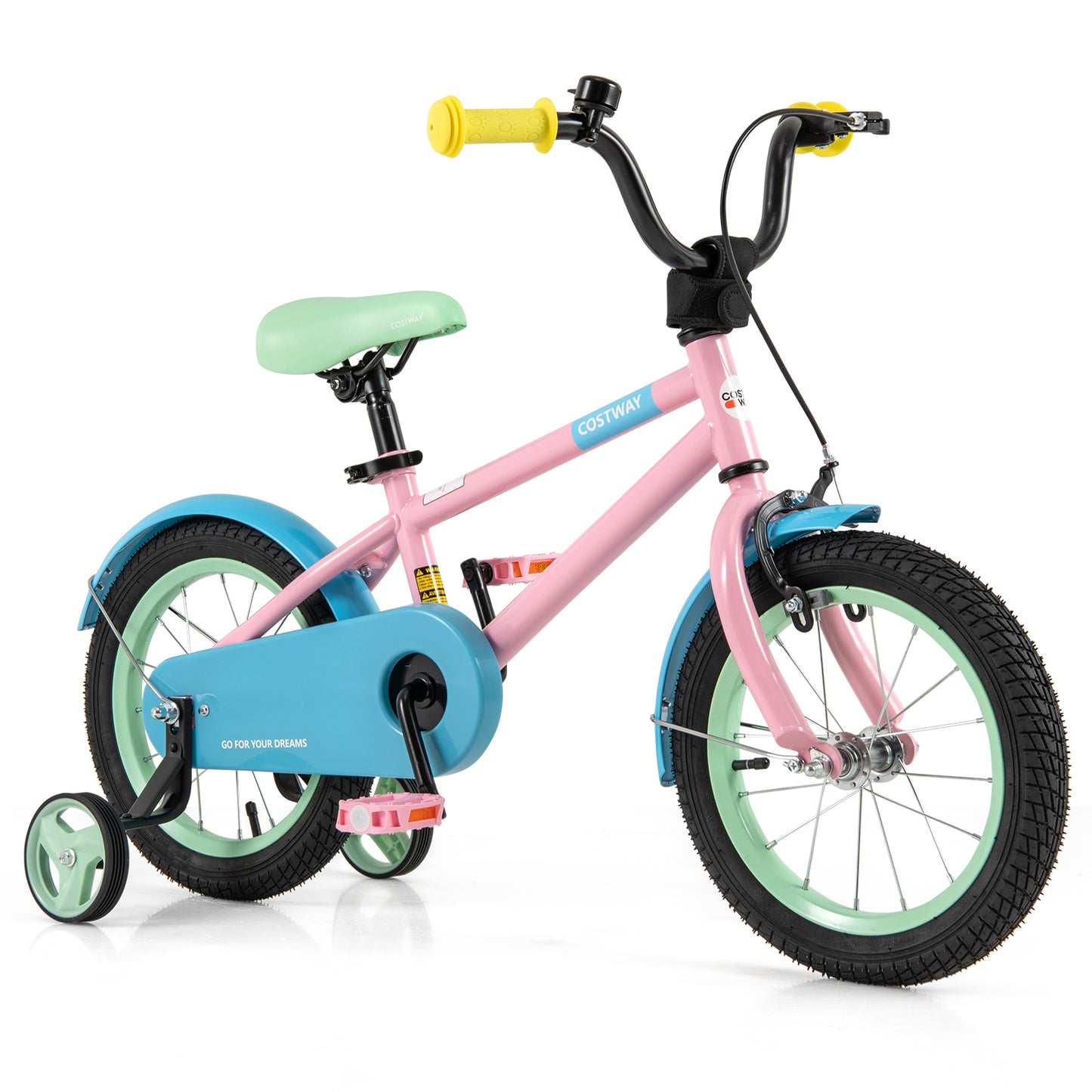 Kid's Bike with Adjustable Handlebar and Saddle Pink-14 Inches