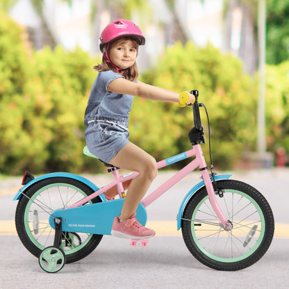 Kids Bike with Adjustable Handlebar and Saddle Pink-18 Inches