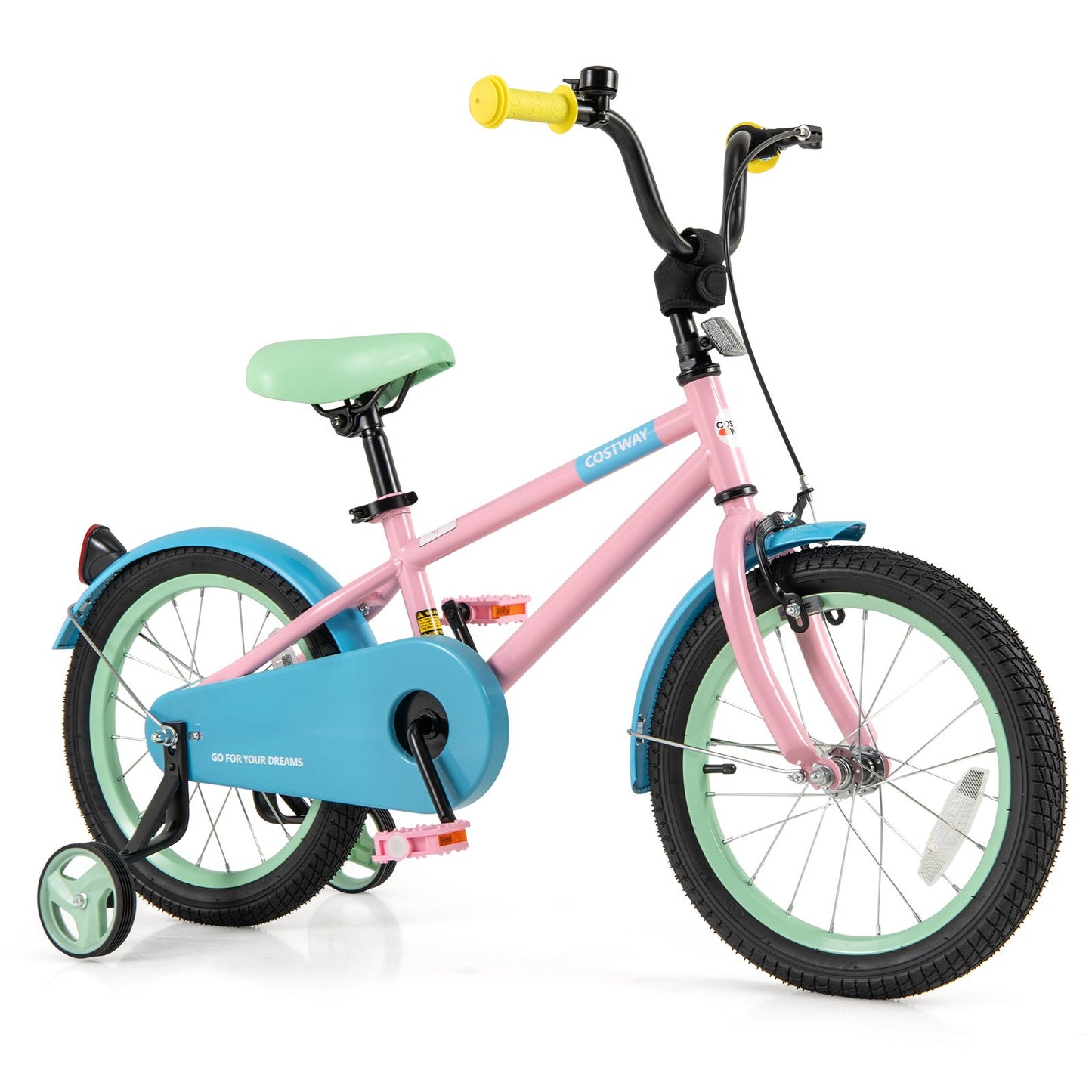 Kids Bike with Adjustable Handlebar and Saddle Pink-18 Inches