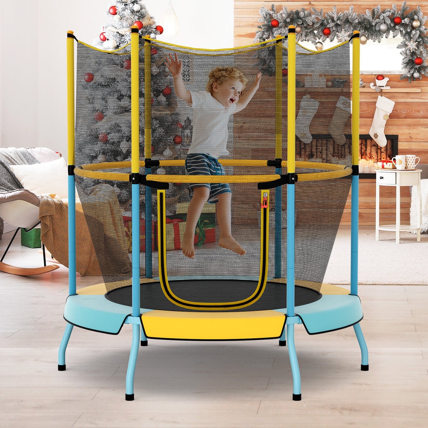 48 Inch Toddler Trampoline with Safety Enclosure Net-Orange