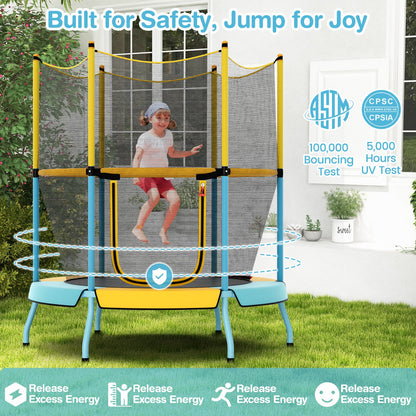 48 Inch Toddler Trampoline with Safety Enclosure Net-Orange