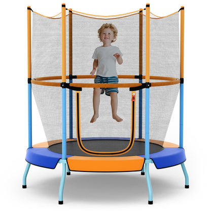 48 Inch Toddler Trampoline with Safety Enclosure Net-Orange
