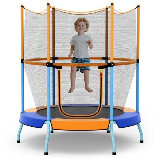 48 Inch Toddler Trampoline with Safety Enclosure Net-Orange