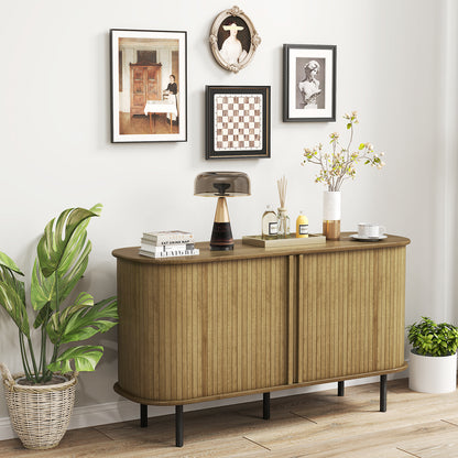 47 Inch Sideboard Buffet Cabinet with Adjustable Shelves for Kitchen Dining Room Living Room Entryway-Oak
