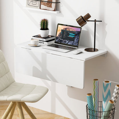 Space Saver Folding Wall-Mounted Drop-Leaf Table-Black