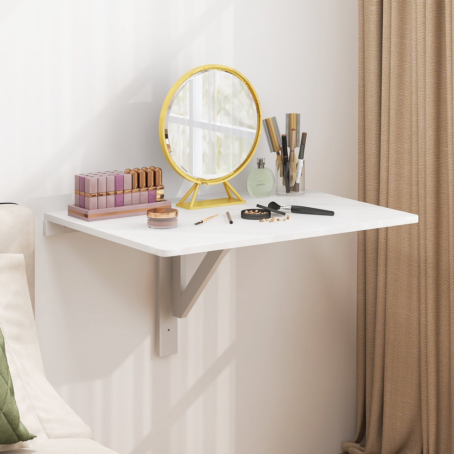 Space Saver Folding Wall-Mounted Drop-Leaf Table-Black