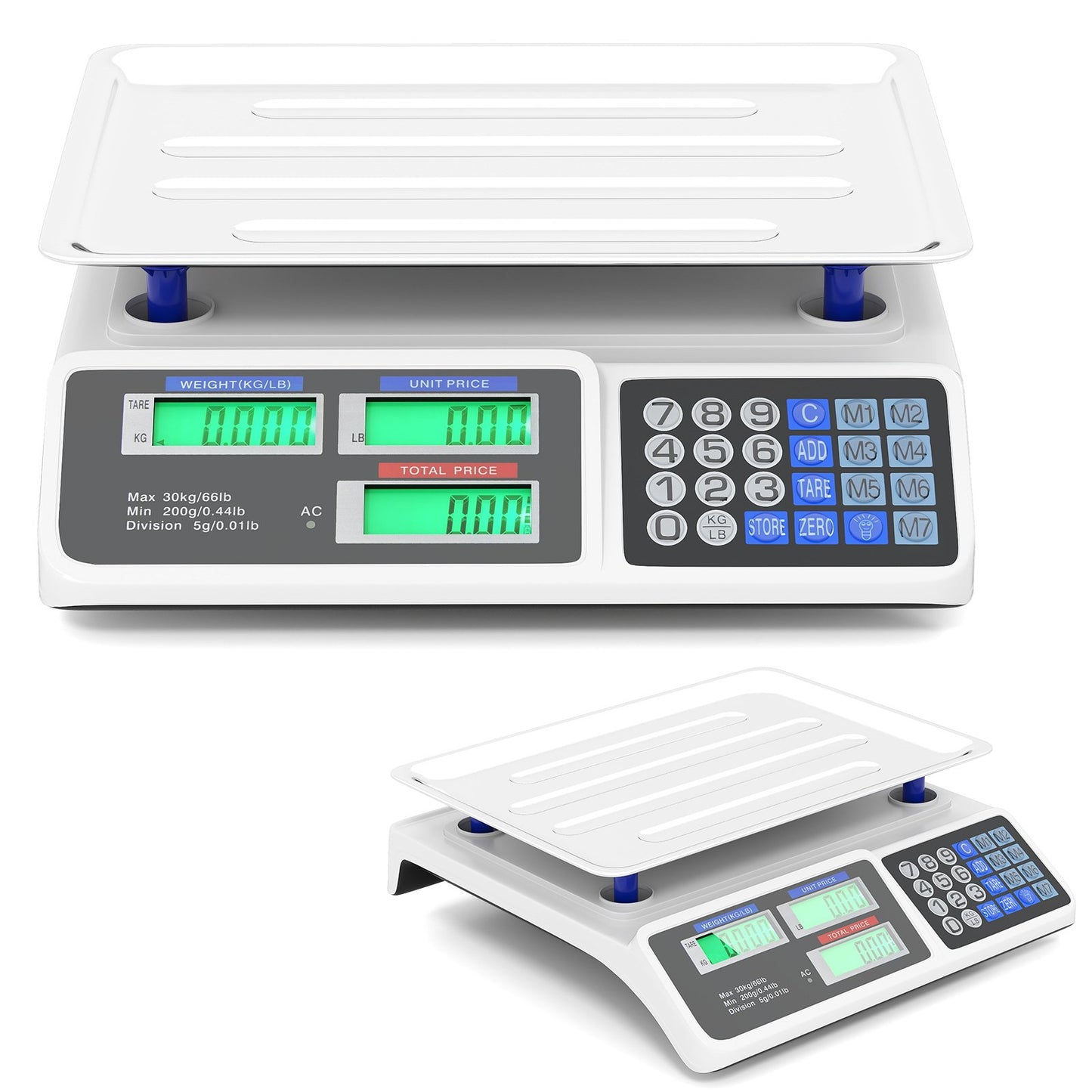 66lb Price Computing Scale Commercial Food Scale with Dual LCD Displays
