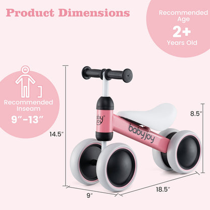 Baby Balance Bike for 2 Years Old Boys Girls No Pedal 4 Wheels-Blue