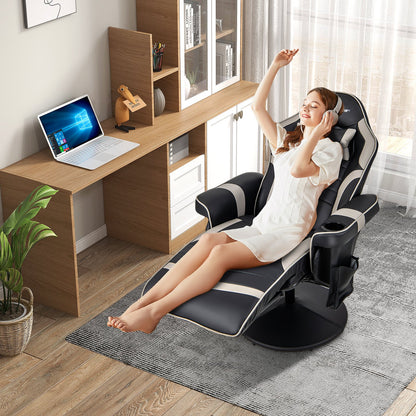 Massage Video Gaming Recliner Chair with Adjustable Height-Black