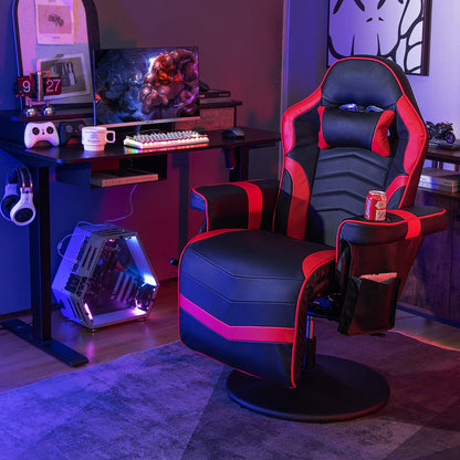 Massage Video Gaming Recliner Chair with Adjustable Height-Black