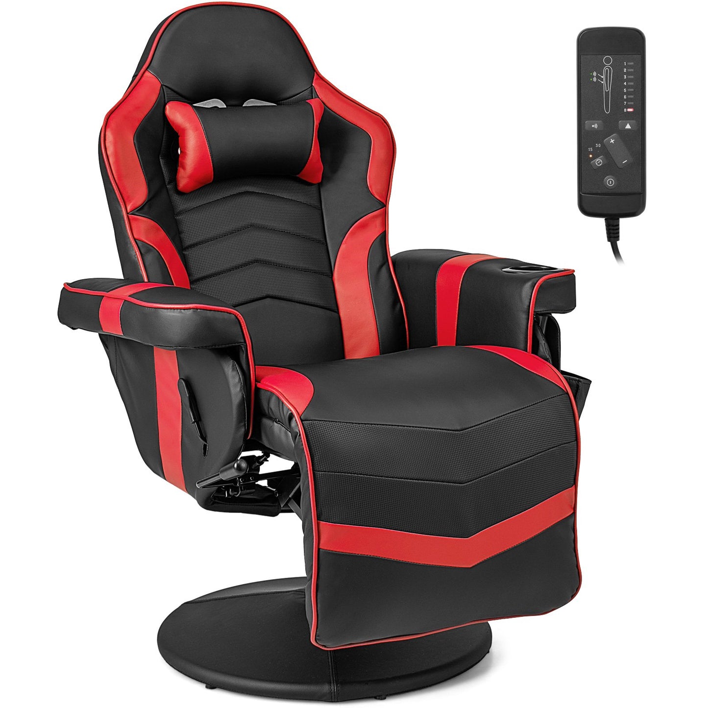 Massage Video Gaming Recliner Chair with Adjustable Height-Black