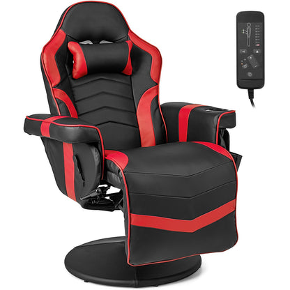 Massage Video Gaming Recliner Chair with Adjustable Height-Black