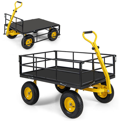 Utility Garden Wagon with 4 Removable Side Panels and 900/1200 LBS Load Capacity-43 X21 X 36 Inch