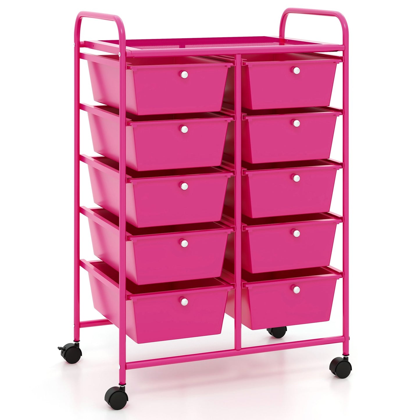 10-Drawer Rolling Storage Cart-Beige & Gray