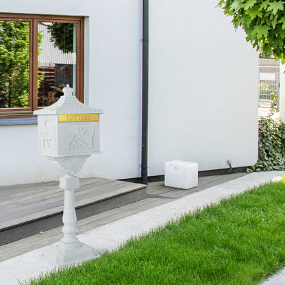 Retro Cast Aluminum Mailbox Security Postal Letter Box with Baffle Door-Black